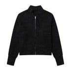 Grey Knit Zip-Up Cardigan – Korean Autumn Layer - Sweaters - Sweaters - 5