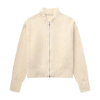Grey Knit Zip-Up Cardigan – Korean Autumn Layer - Sweaters - Sweaters - 6
