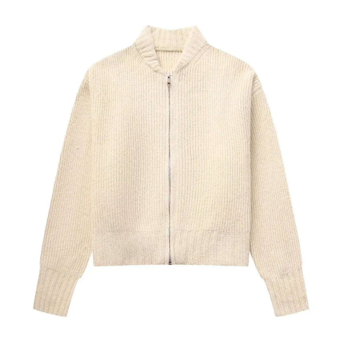 Grey Knit Zip-Up Cardigan – Korean Autumn Layer - Best Sellers - Sweaters - 6
