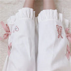 Korean Black Bunny Print Wide Leg Pants - Bottoms - 8