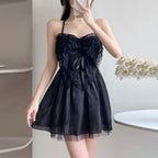 Ivory Lace One Piece Swimsuit – Korean Butterfly Mini Dress Style - All Dresses - Sleeveless - Swimwear - 4