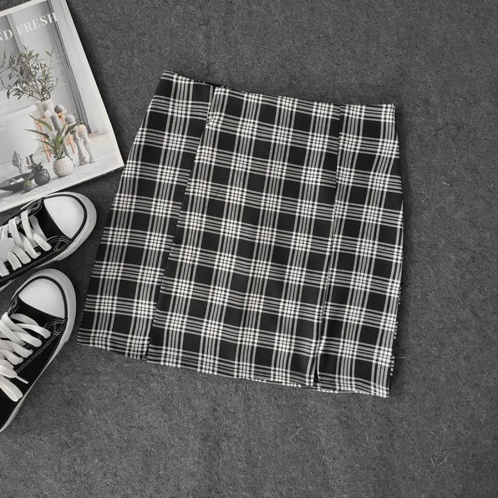 Korean Colored Plaid Skirt - Bottoms - 18