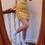 Korean Colored Plaid Skirt - Bottoms - 3