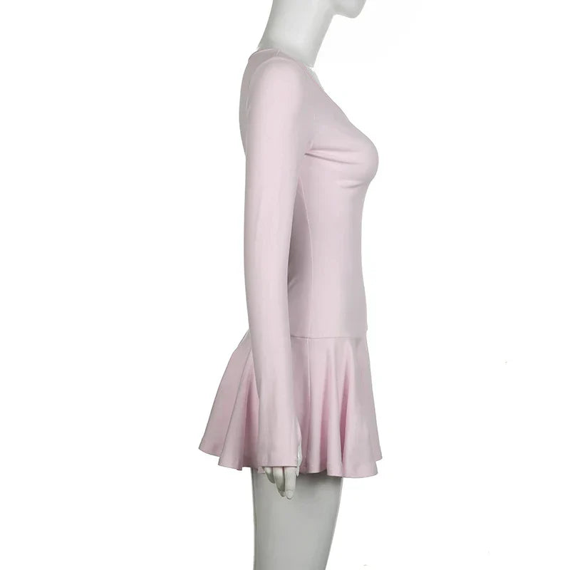 Pink Fold Autumn Dress - Korean Coquette Fashion - All Dresses - Dresses - 7 - 2024