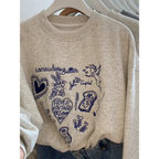 Korean Embroidered Cupid Graphic Short Sweatshirt - T-Shirts - Sweatshirt - 1