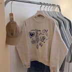 Korean Embroidered Cupid Graphic Short Sweatshirt - T-Shirts - Sweatshirt - 4