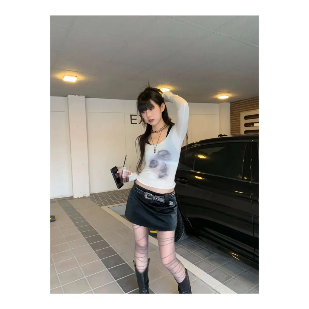 Korean Fairycore See-through Crop Top - Women’s Clothing & Accessories - 1