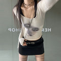 Korean Fairycore See-through Crop Top - Women’s Clothing & Accessories - 2