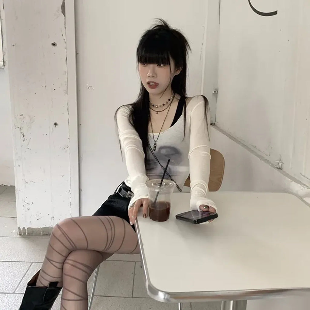 Korean Fairycore See-through Crop Top - Women’s Clothing & Accessories - 5