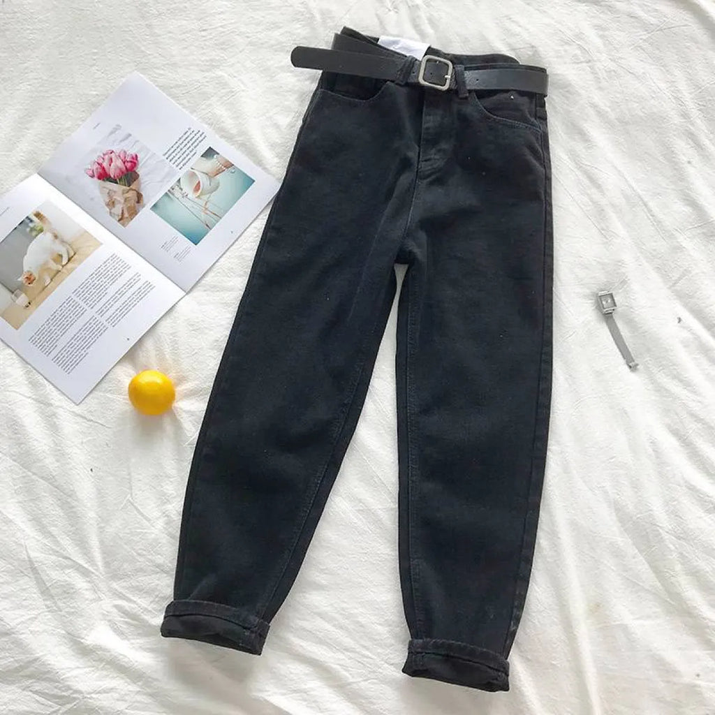 Korean High Waist Jeans - Bottoms - 4