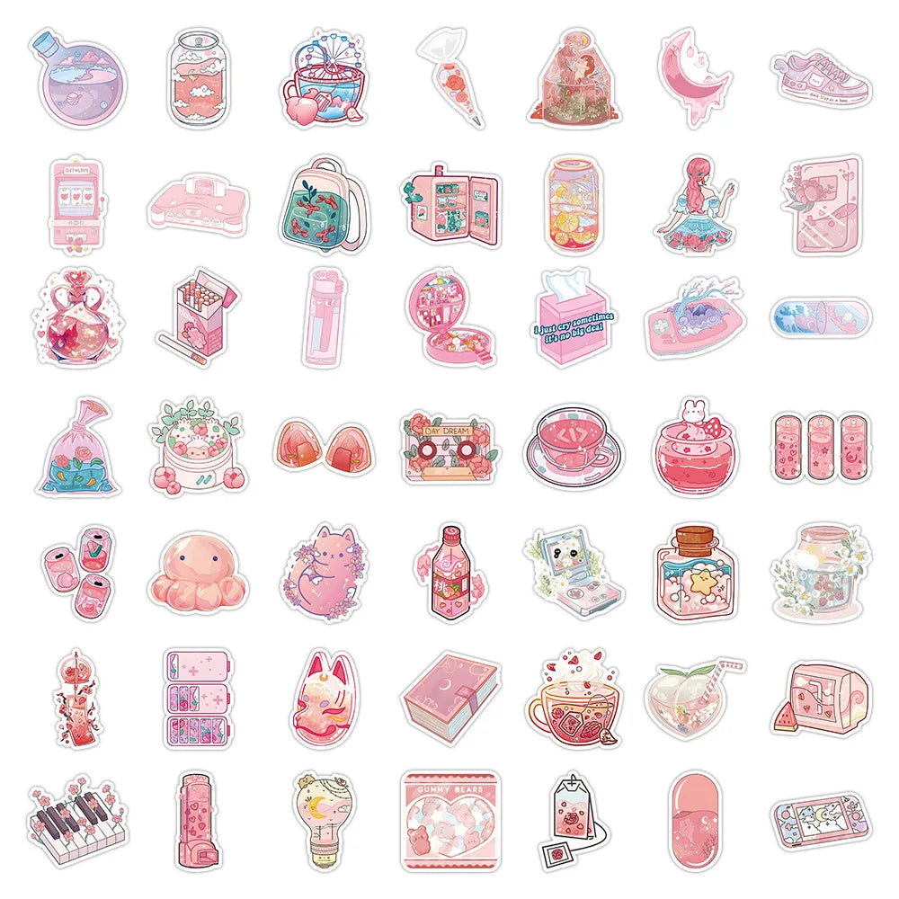 Pink Sticker Animation Korean INS Style Pink Cartoon Stickers for Kawaii Vibes – Kawaii Stop