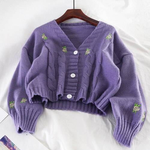 Korean Knitted Cardigan - Purple / One Size - Women’s Clothing & Accessories - Coats & Jackets - 17 - 2024