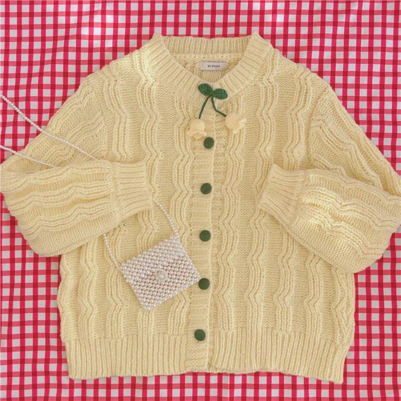 Korean Knitted Sweater Cardigan - Cute O-neck - Sweaters - Shirts & Tops - 4 - 2024