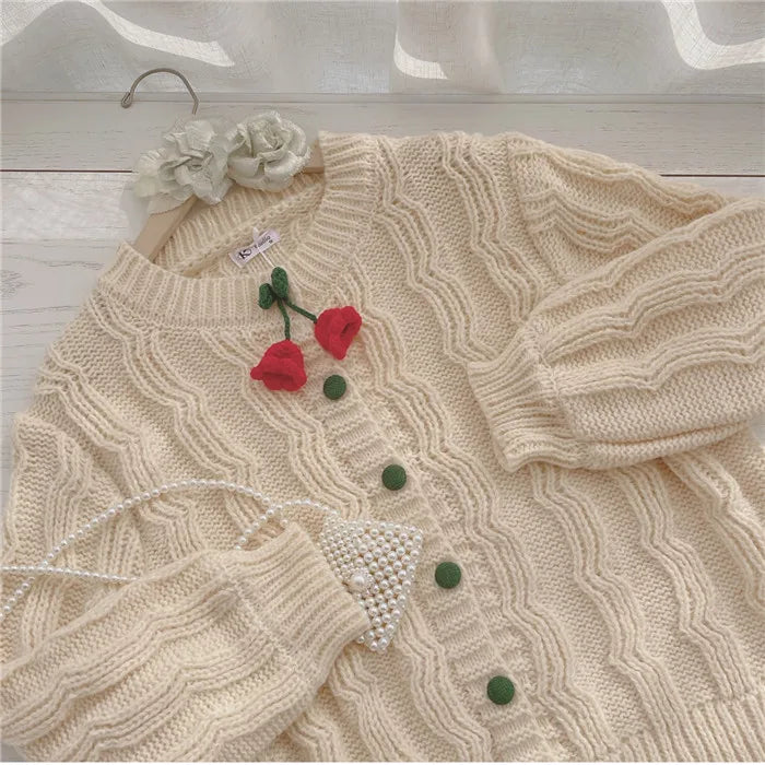 Korean Knitted Sweater Cardigan - Cute O-neck - Sweaters - Shirts & Tops - 12 - 2024