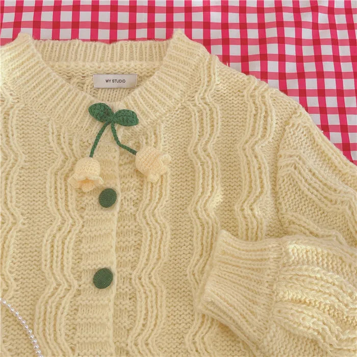 Korean Knitted Sweater Cardigan - Cute O-neck - Sweaters - Shirts & Tops - 9 - 2024