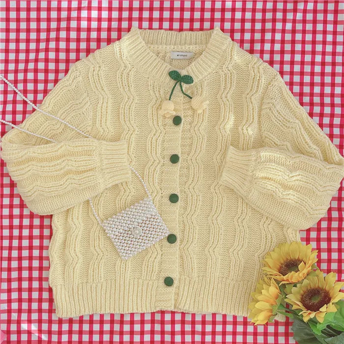 Korean Knitted Sweater Cardigan - Cute O-neck - Sweaters - Shirts & Tops - 6 - 2024