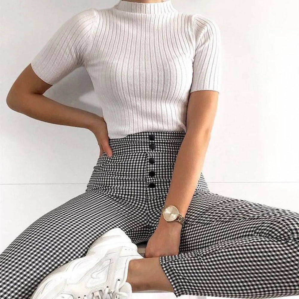 Korean Plaid Pants - Bottoms - 1