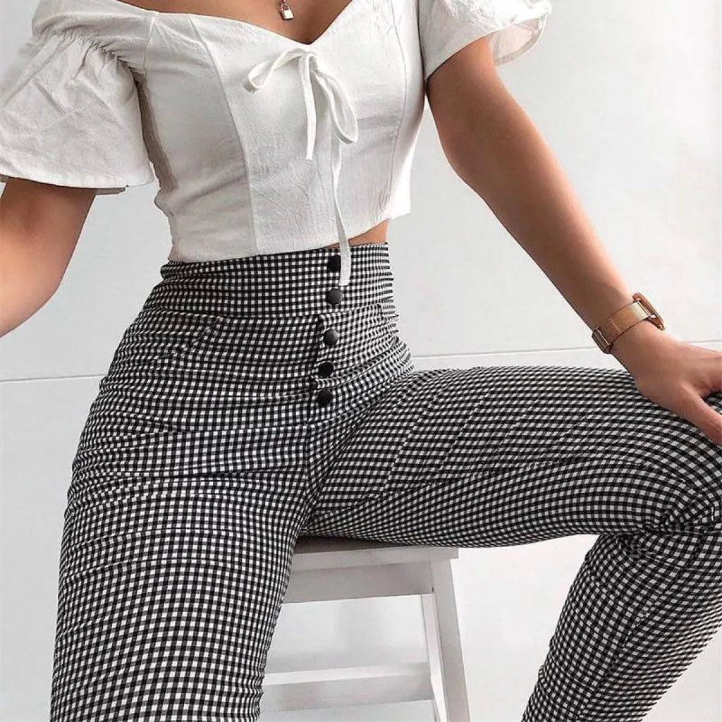 Korean Plaid Pants - Bottoms - 14