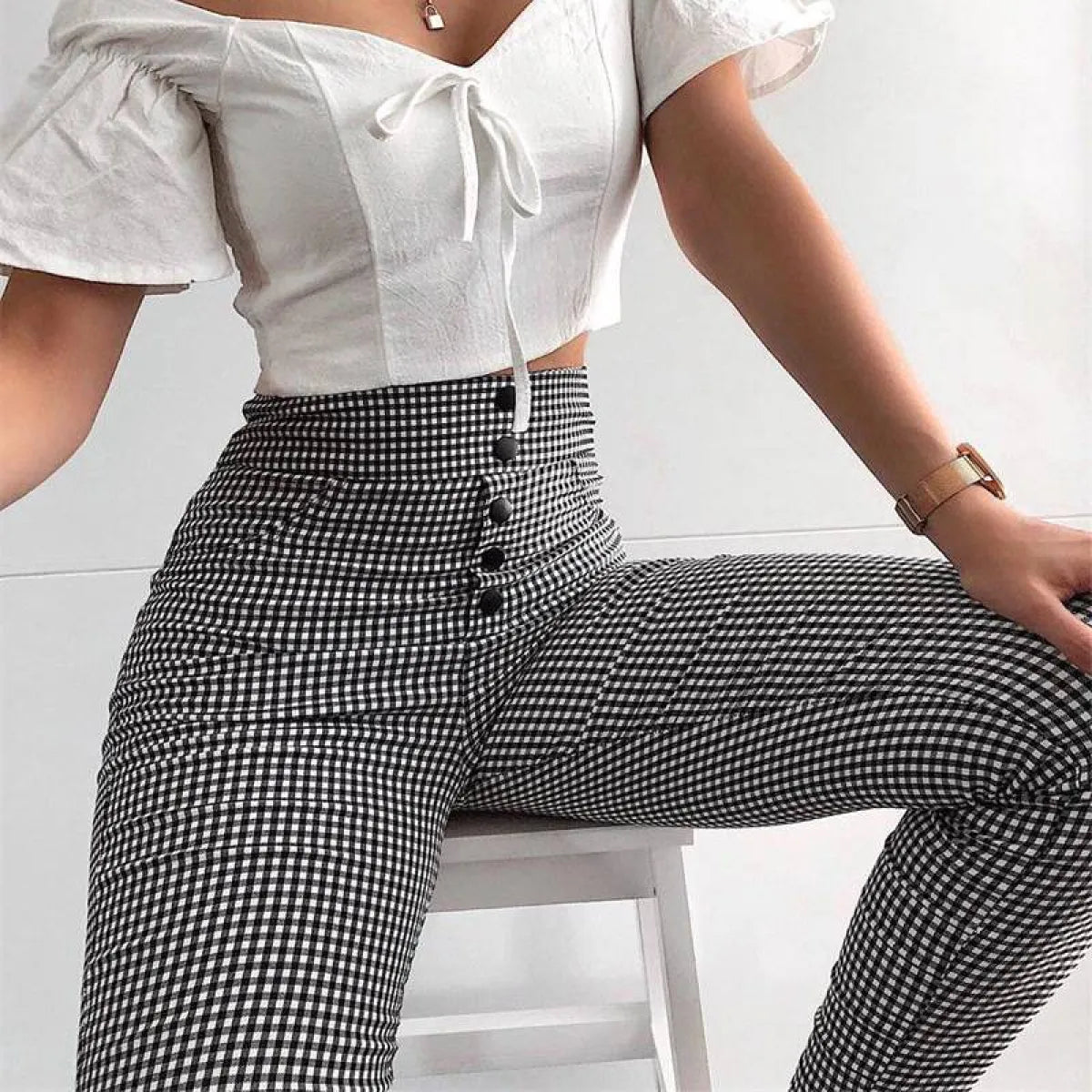 Korean Plaid Pants - Bottoms - 7