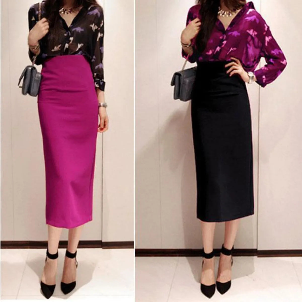 Korean Slim Stretch Pencil Skirts - Bottoms - 2