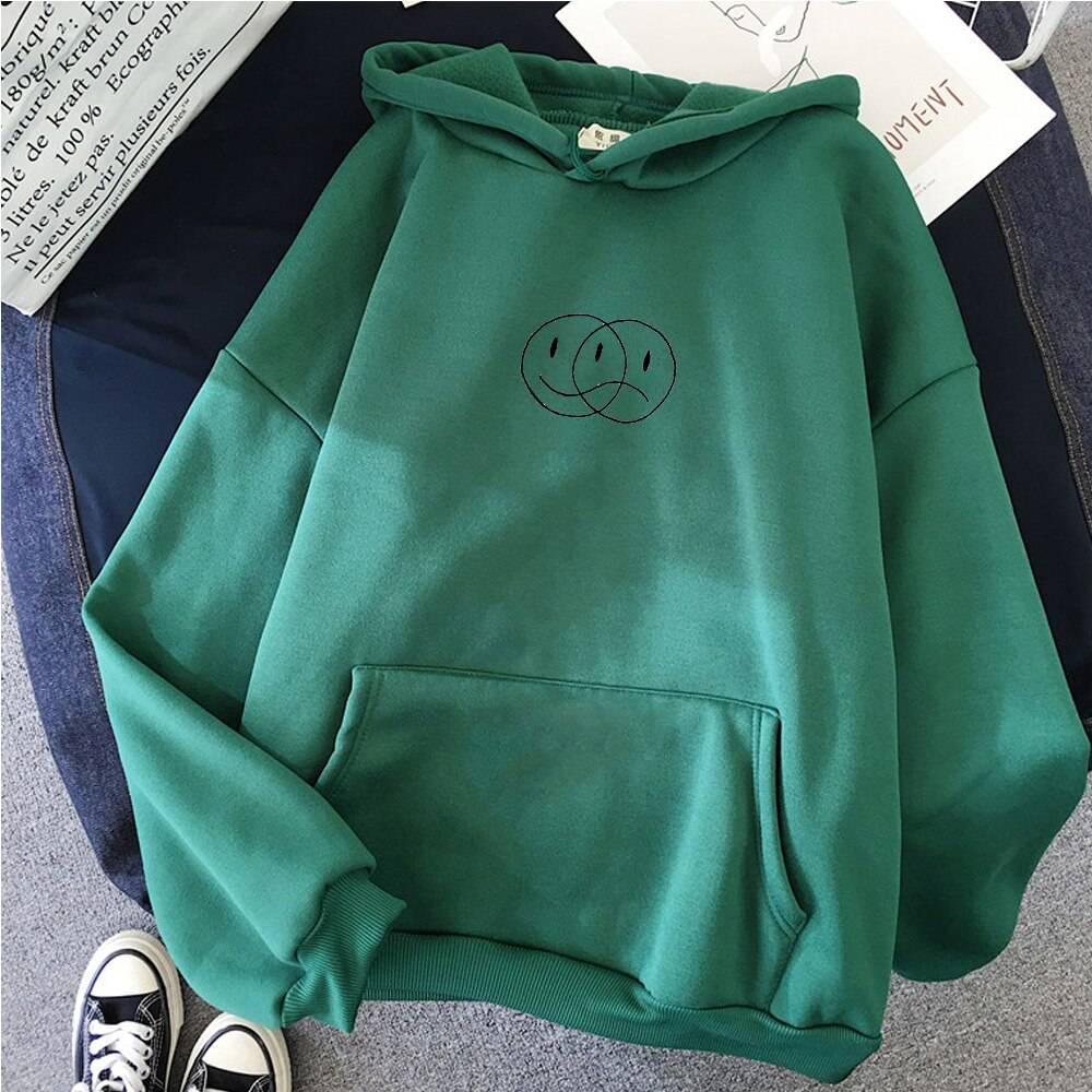 Korean Streetwear Happy/Sad Hoodie - Women’s Clothing & Accessories - Shirts & Tops - 10 - 2024