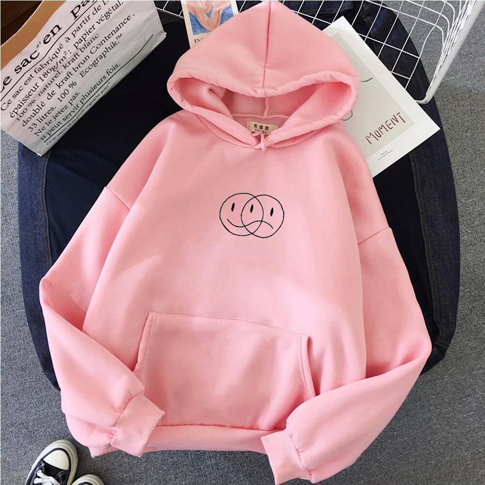 Korean Streetwear Happy/Sad Hoodie - Women’s Clothing & Accessories - Shirts & Tops - 13 - 2024