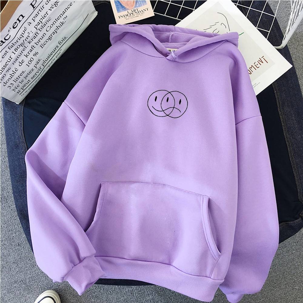 Korean Streetwear Happy/Sad Hoodie - Women’s Clothing & Accessories - Shirts & Tops - 5 - 2024