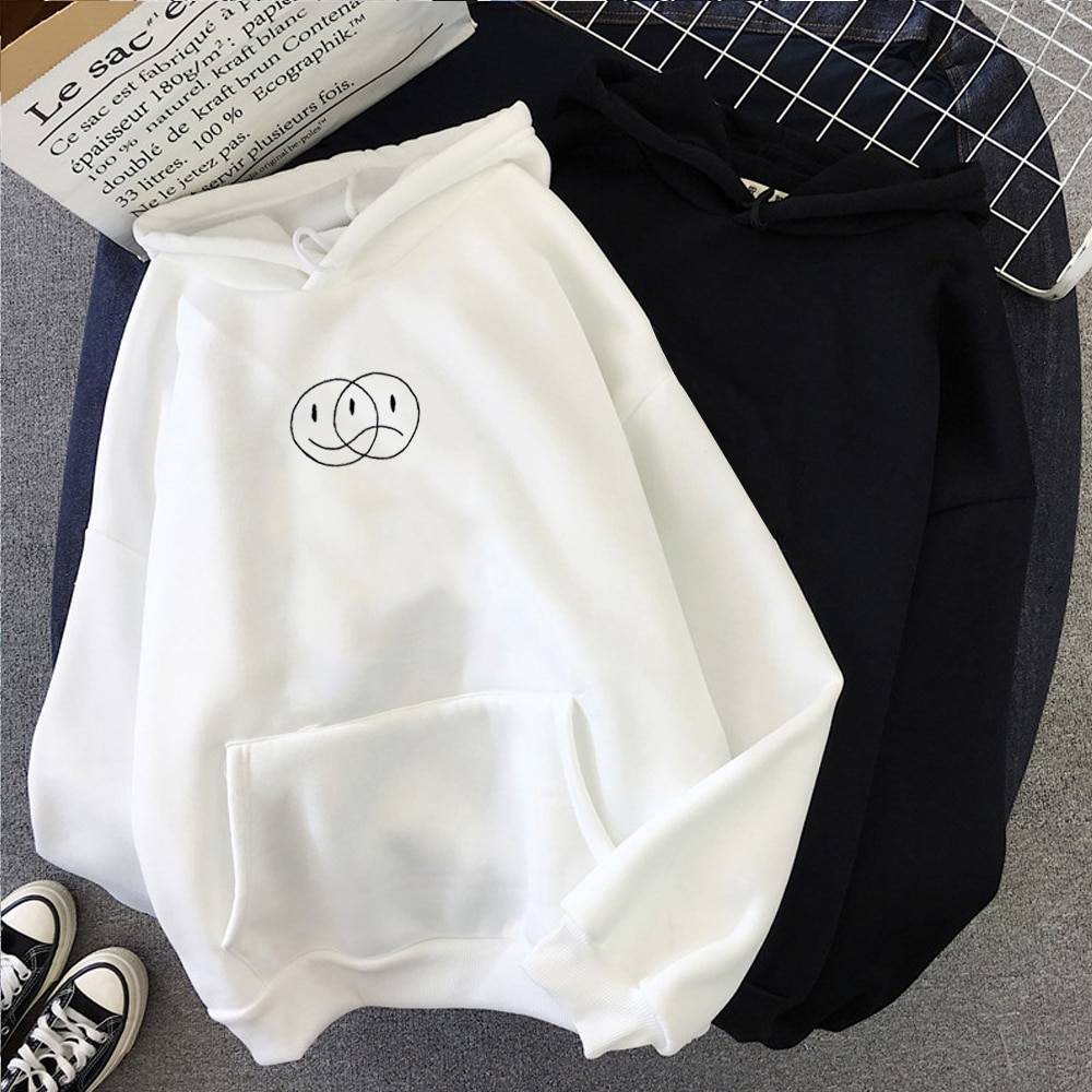 Korean Streetwear Happy/Sad Hoodie - Women’s Clothing & Accessories - Shirts & Tops - 8 - 2024