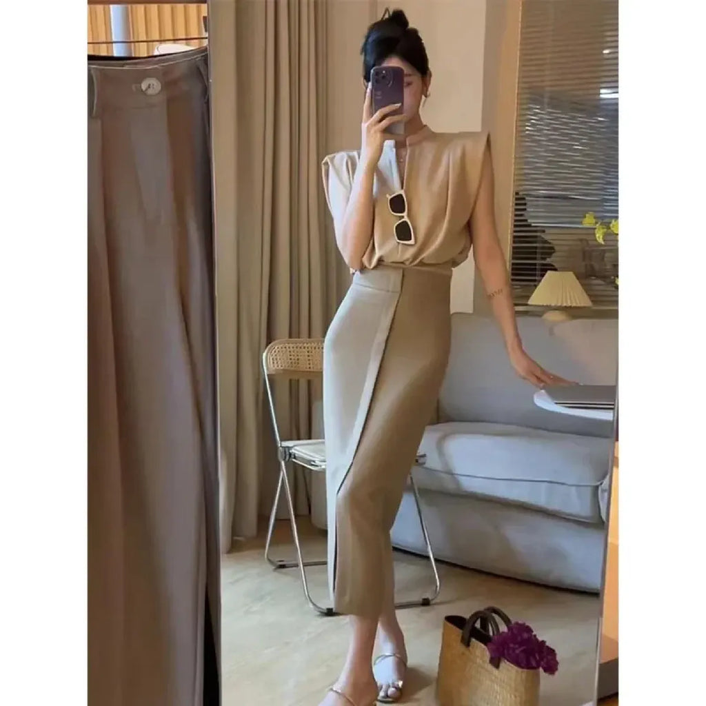 V-Neck Sleeveless Blouse – Korean Style Elegant Chic Office Wear - Tops & Tees - Short - V-neck - Blouses - 4