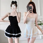 Ruffle One-Piece Swimsuit – Korean Sweet Mini Dress Swimwear - All Dresses - Sleeveless - Swimwear - 3