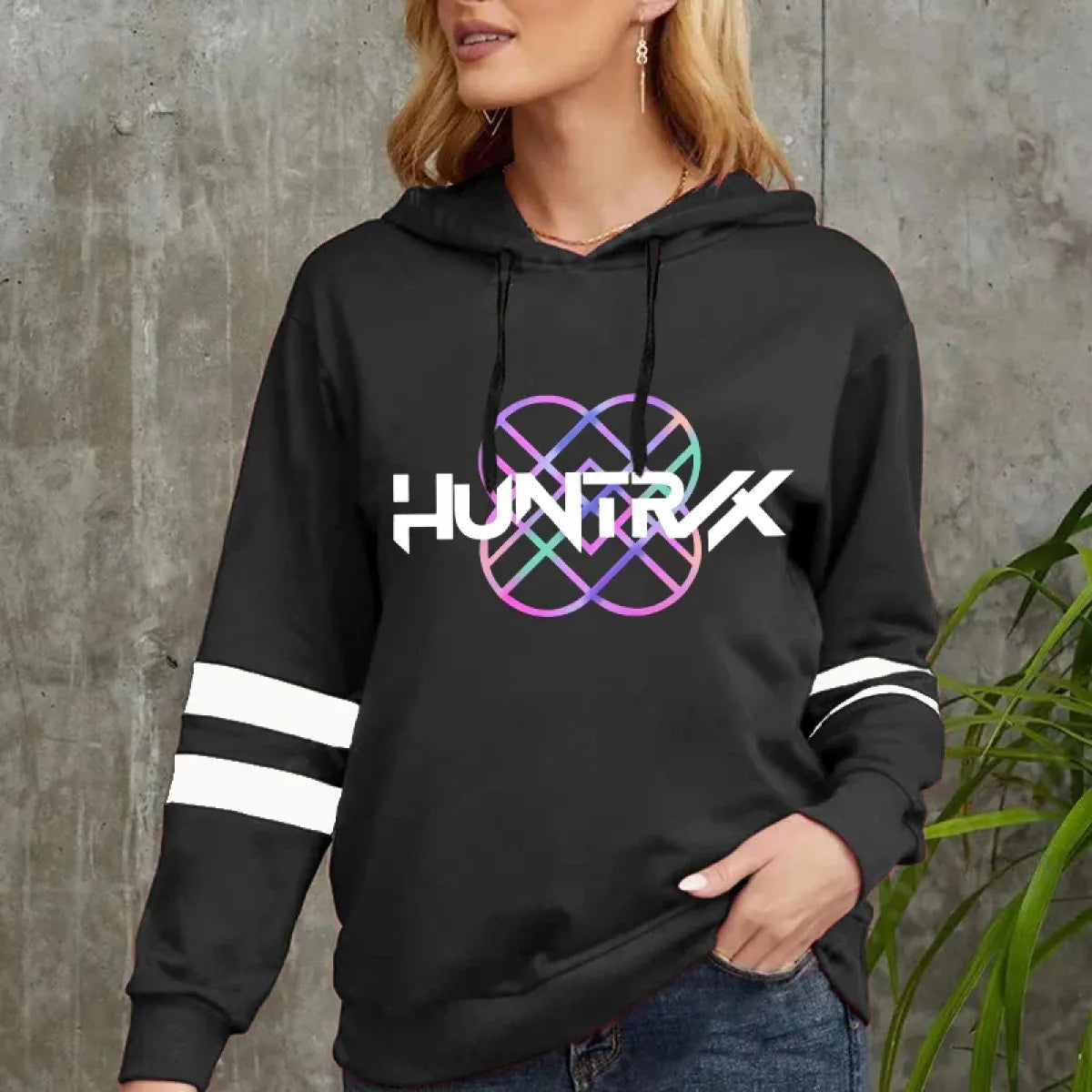 KPop Demon Hunters Striped Sleeve Hoodie - Hoodies & Sweatshirts - Hoodie - 1