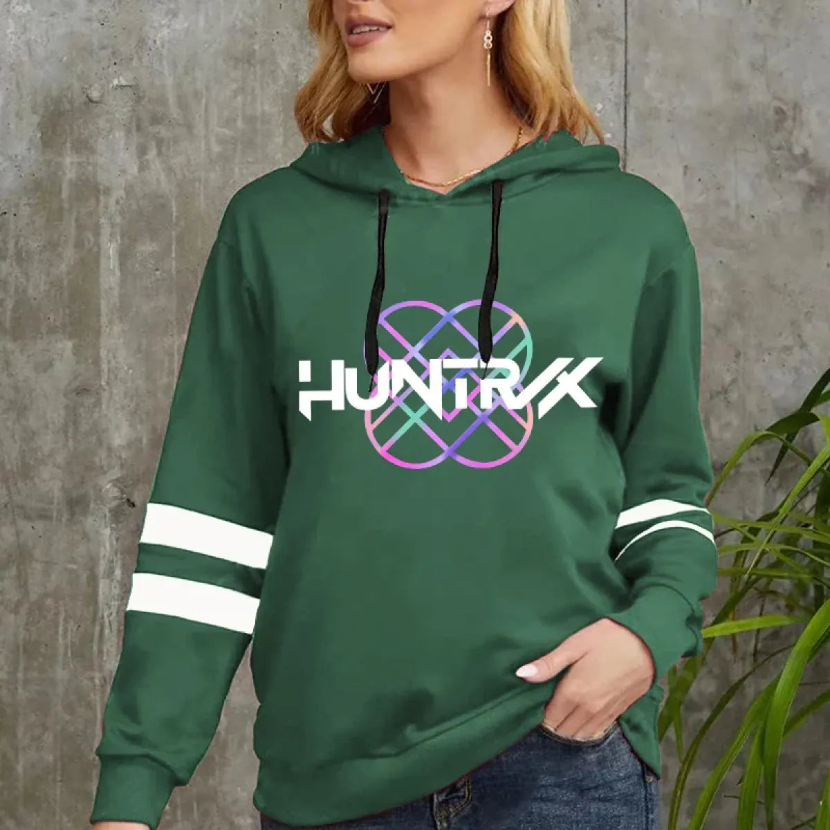 KPop Demon Hunters Striped Sleeve Hoodie - Hoodies & Sweatshirts - Hoodie - 3