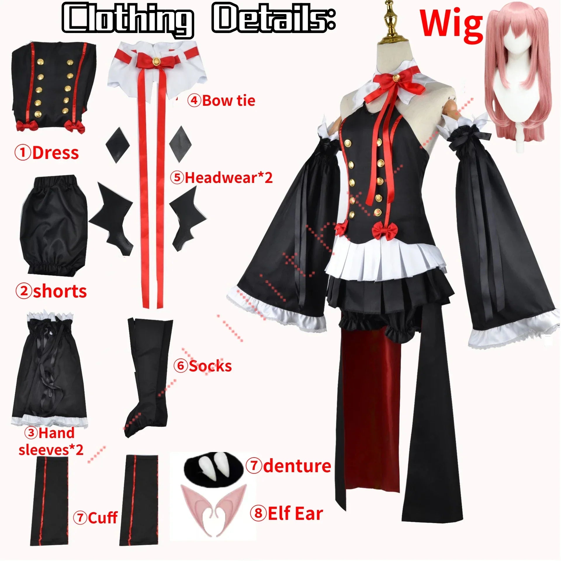 Seraph Of The End Krul Tepes Cosplay Costume - clothing wig set / XS - Dresses - Costumes - 8 - 2024