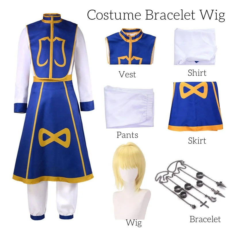 Kurapika Cosplay Costume – Hunter x Hunter Outfit with Wig & Chains - S / Costume Bracelet wig - Anime - Costumes