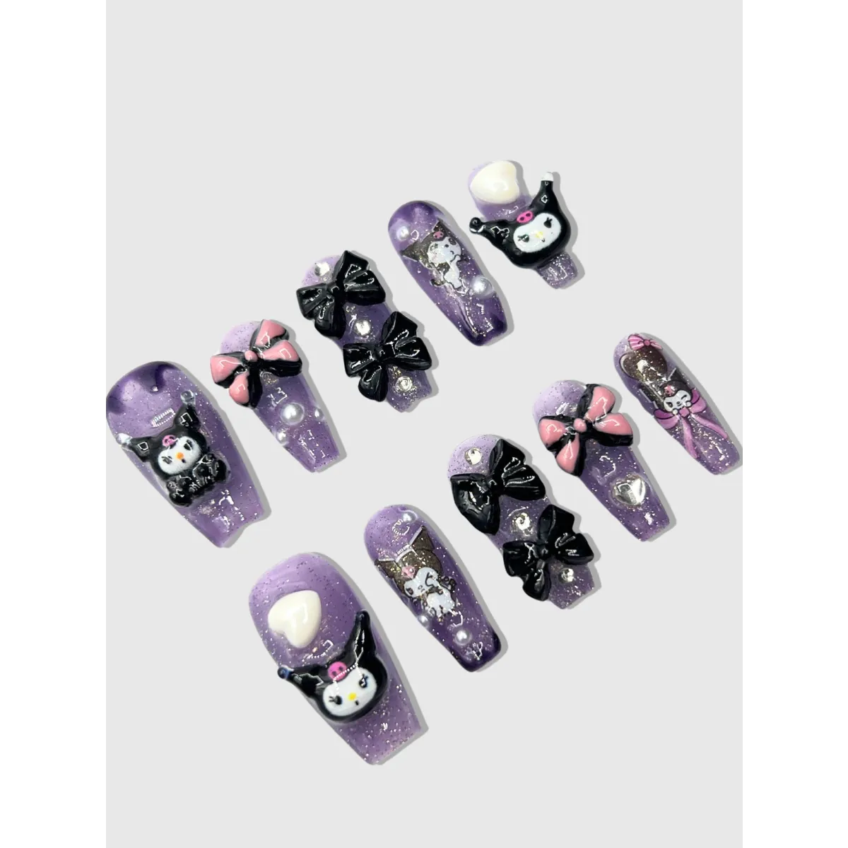 Mischievous Kuromi-Inspired Press-On Nails - Harajuku Style - Cosmetics - 4