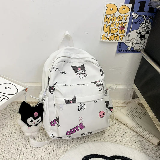 Kuromi Kawaii Purple School Backpack - White - Women Bags & Wallets - Backpacks - 7 - 2024