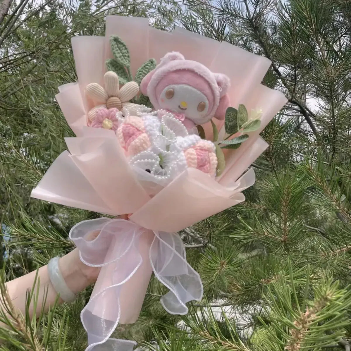 Kuromi Plush Flower Bouquet – Kawaii Handmade Gift for Valentine - Christmas - Plushie - 7