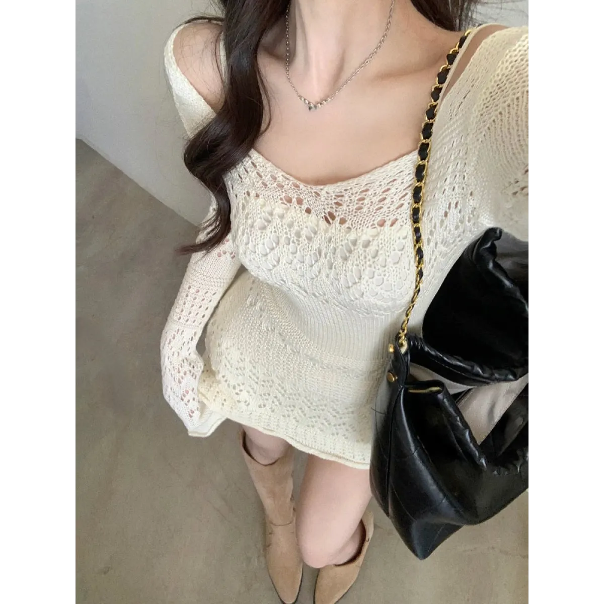 Mori Girl Lace Knit Dress - All Dresses - Dresses - 1