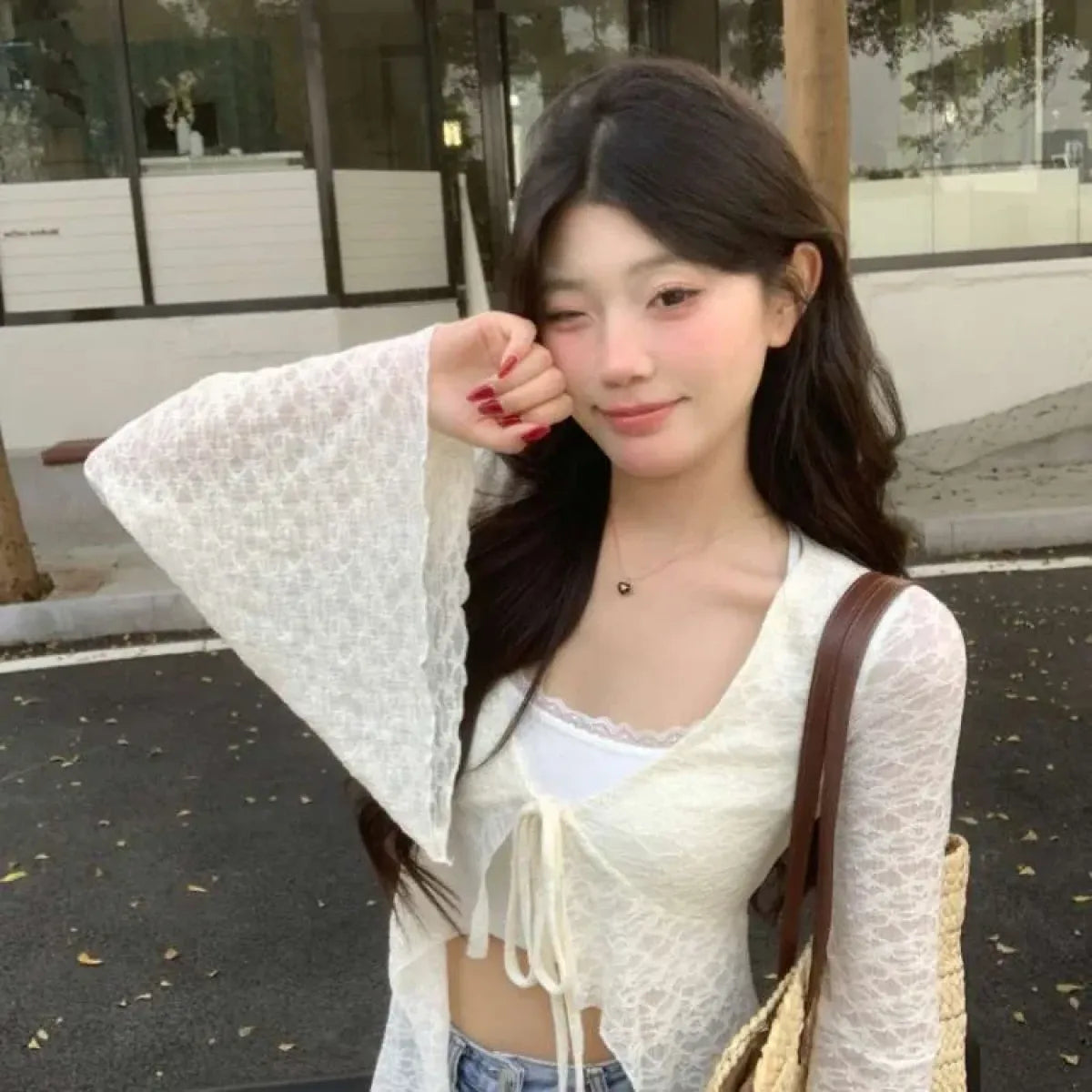 Lace Knit Longline Cardigan - Y2K Oversized Style - Women’s Clothing & Accessories - Cardigan - 2