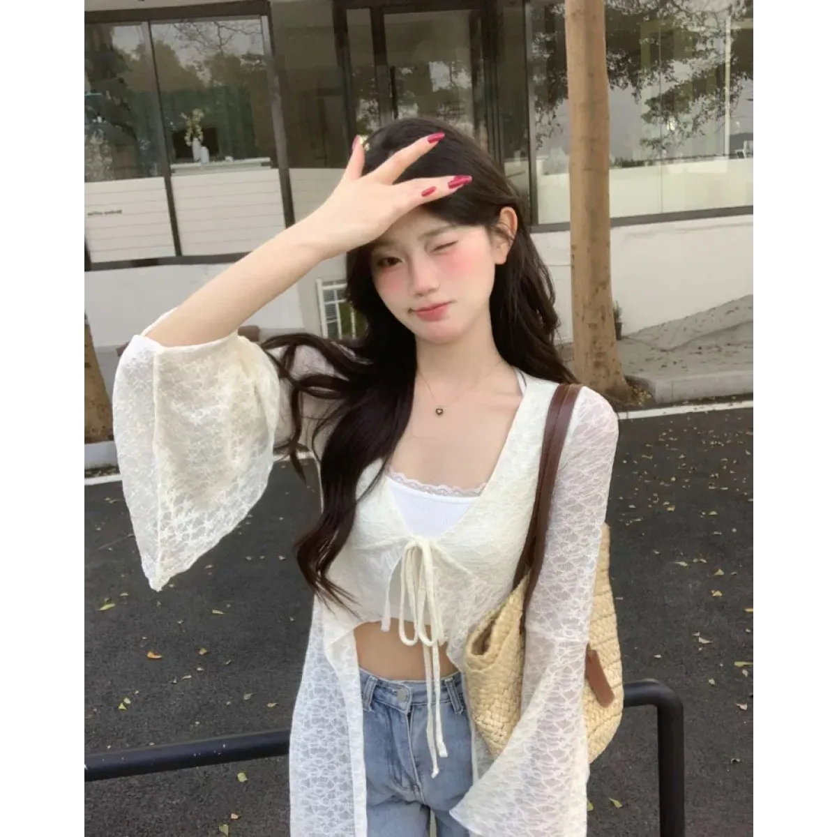 Lace Knit Longline Cardigan - Y2K Oversized Style - Women’s Clothing & Accessories - Cardigan - 6