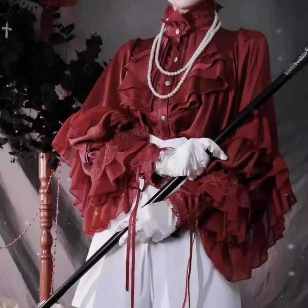 Kawaii Lace Lantern Sleeve Blouse - Women’s Clothing & Accessories - Blouses - 10