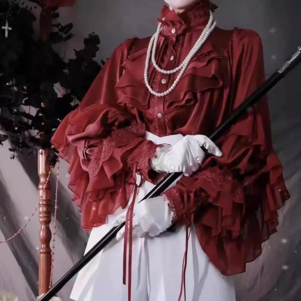 Kawaii Lace Lantern Sleeve Blouse - Women’s Clothing & Accessories - Blouses - 10