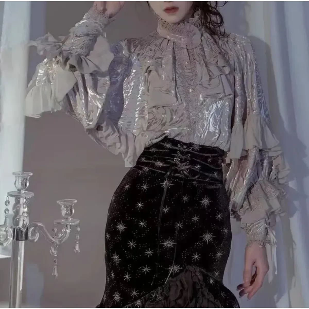 Kawaii Lace Lantern Sleeve Blouse - Women’s Clothing & Accessories - Blouses - 15