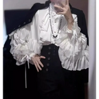 Kawaii Lace Lantern Sleeve Blouse - Women’s Clothing & Accessories - Blouses - 2