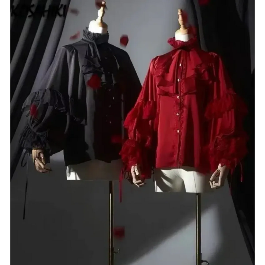 Kawaii Lace Lantern Sleeve Blouse - Women’s Clothing & Accessories - Blouses - 5