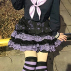 Lace Layered Skirt – Harajuku Punk Lolita Mini - Bottoms - Short - Round - Skirts - 2