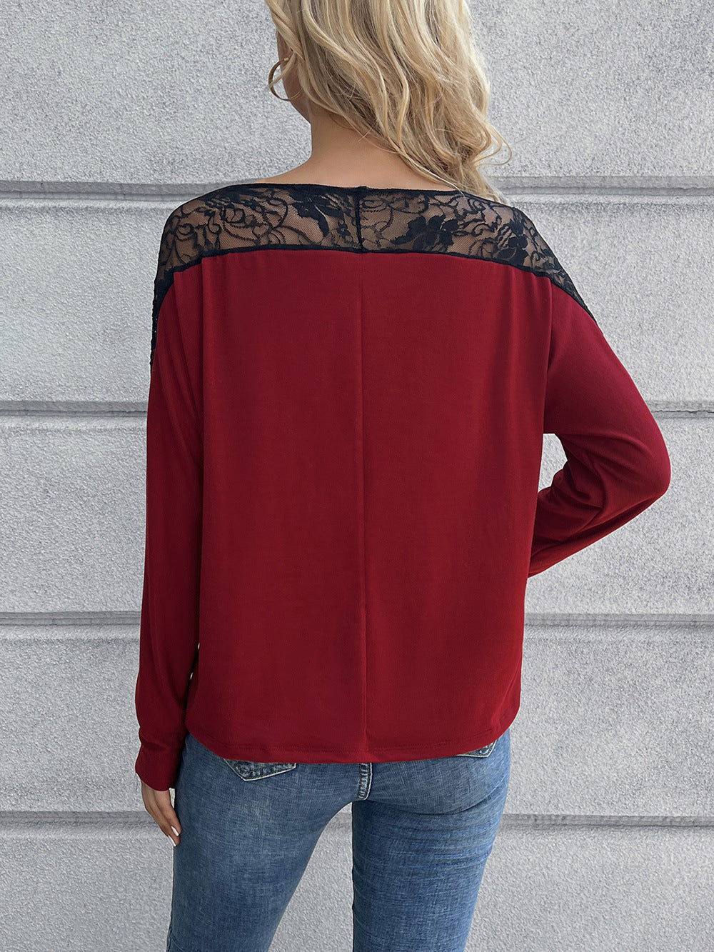 Lace Long Sleeve Round Neck Tee - T-Shirts - Shirts & Tops - 12 - 2024