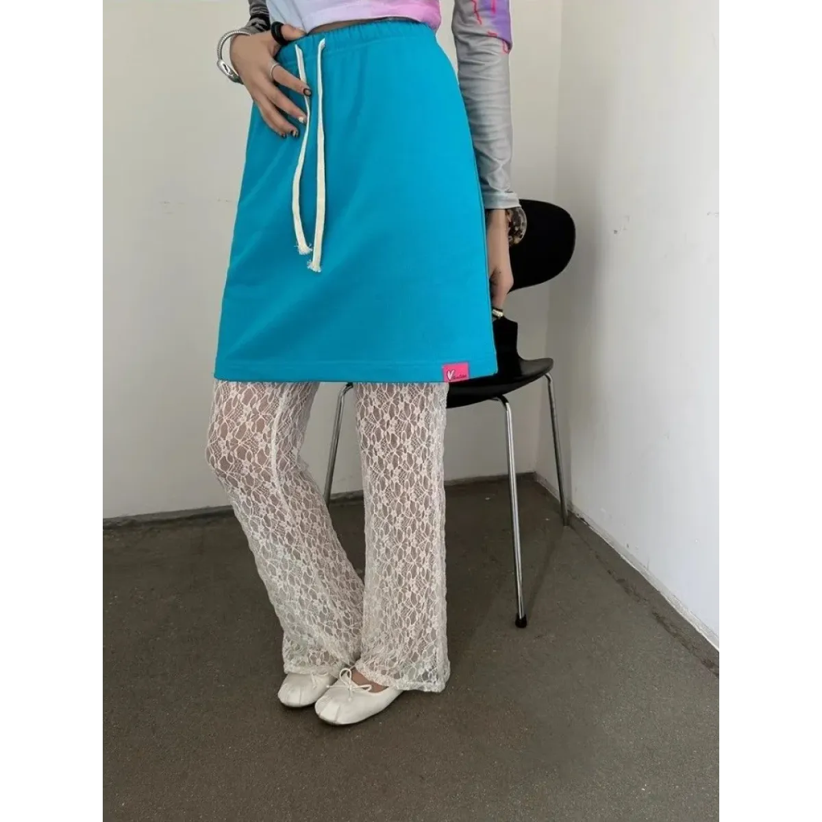 Y2K Lace Mesh Flare Pants with High Waist - Bottoms - Pants - 4
