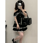 Lace Mini Cake Lolita Skirt – High Waist Ruffle Bow Detail - Bottoms - Skirts - 3