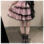 Lace Mini Cake Lolita Skirt – High Waist Ruffle Bow Detail - Bottoms - Skirts - 6
